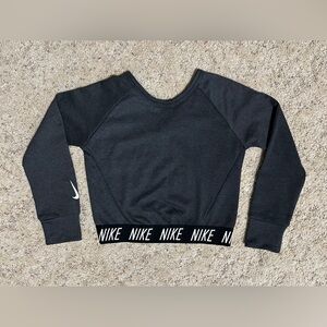 Girls Nike long sleeve, crop, sweatshirt. V neckline in back, crossover. M- 8.